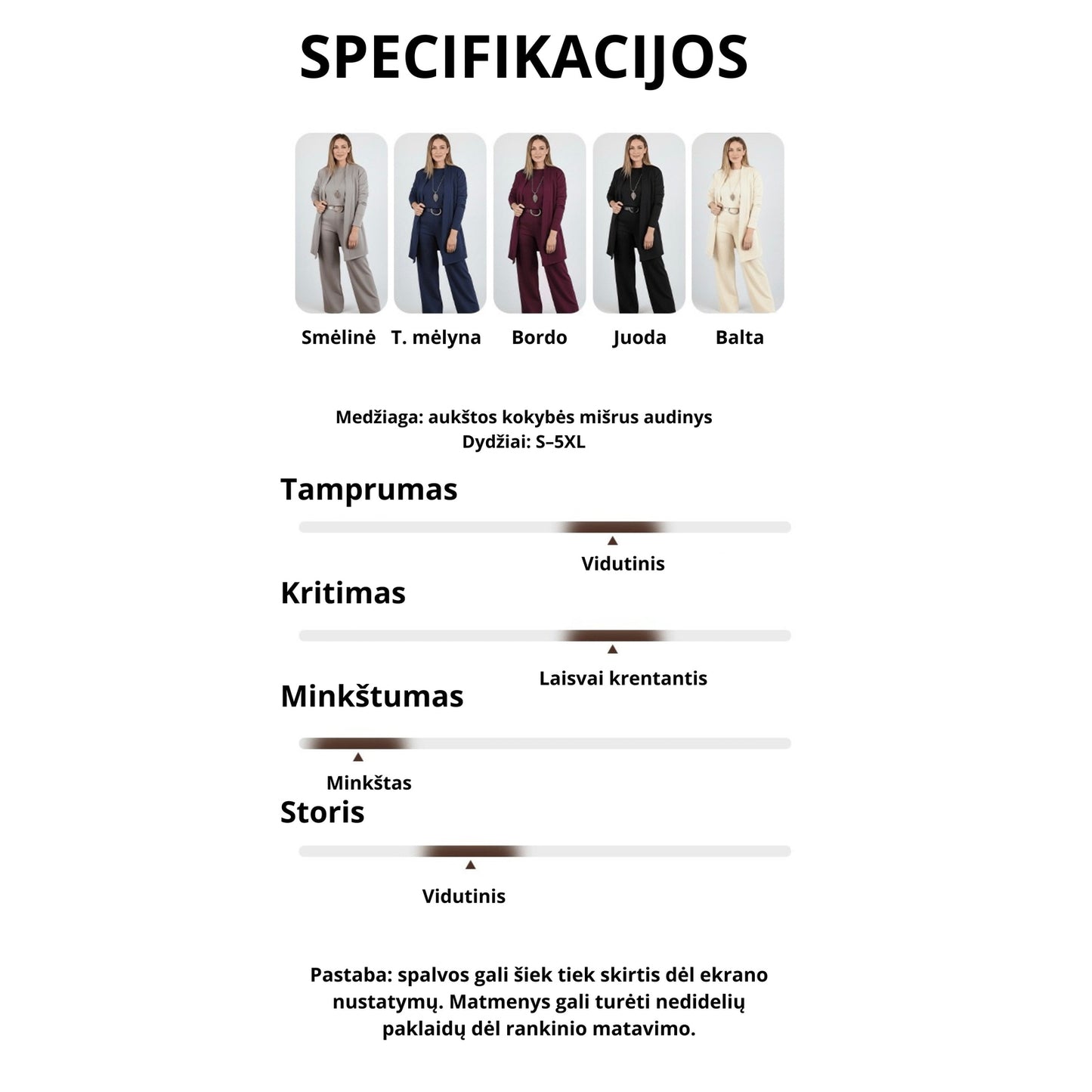 Moteriškas 3 dalių komplektas su ilgu kardiganu, topu ir kelnėmis