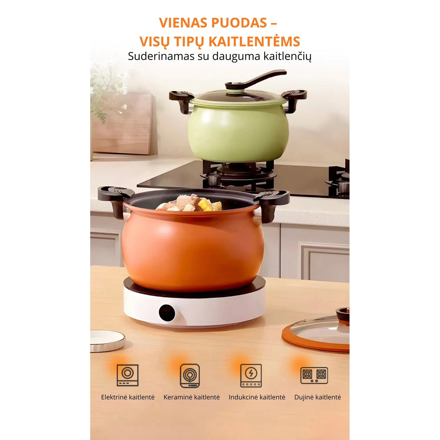 Talpus žemo slėgio puodas greitam maisto ruošimui 8L