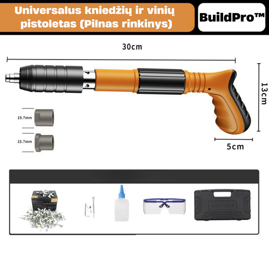 BuildPro™ | Universalus kniedžių ir vinių pistoleto rinkinys