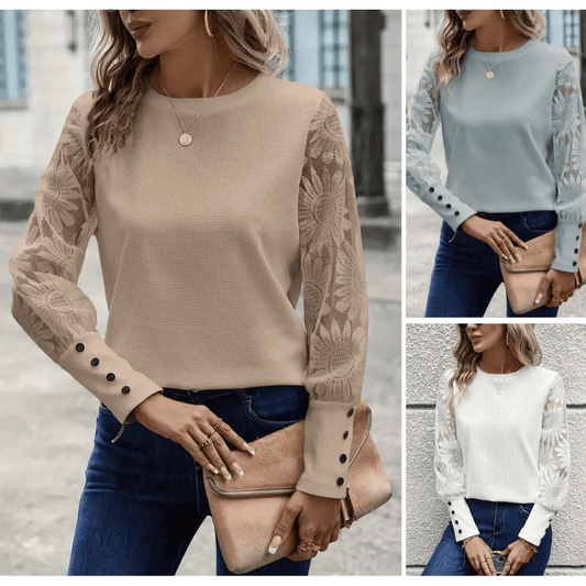 CosyWave™ | šiltas megztinis nėriniuotomis rankovėmis