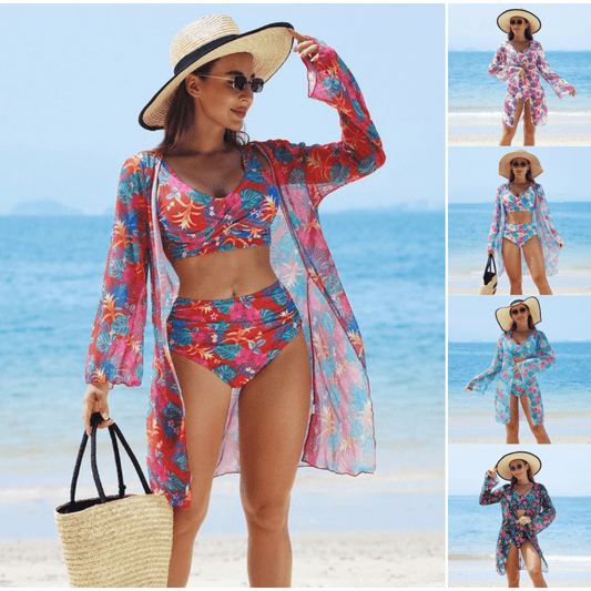 Maudymosi kostiumėlis paaukštintu liemeniu 3 dalių