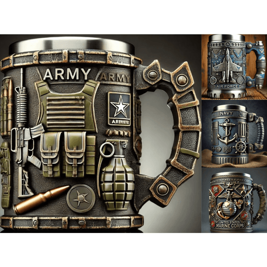 3D Kariniai geležiniai puodeliai