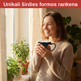 Magiškas keraminis puodelis keičiantis spalvą su širdelės formos rankena