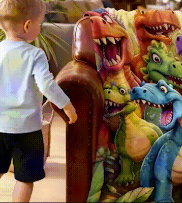 Šiltas ir lengvas pledas vaikams su dinozaurais