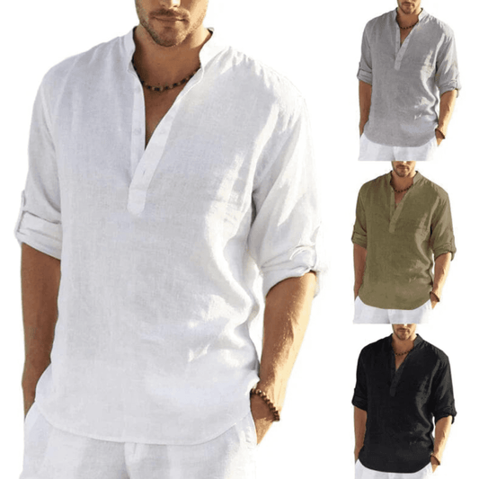 Vyriški lininiai laisvalaikio marškiniai