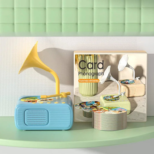 Vaikiškas fonografas su pasakojimų kortelėmis