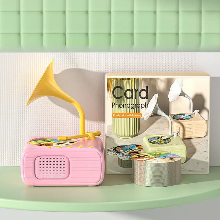 Vaikiškas fonografas su pasakojimų kortelėmis