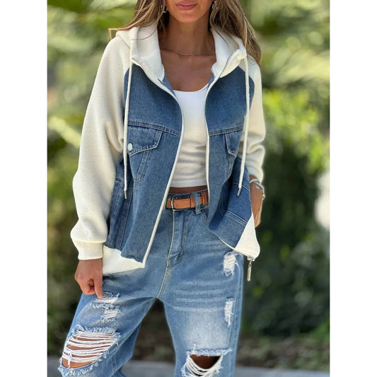 Simple™ | Džinsinė striukė šiltomis rankovėmis