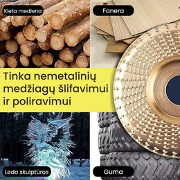 Tvirtas medžio drožybos diskų rinkinys kampiniam šlifuokliui (3 vnt.)