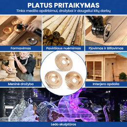 Tvirtas medžio drožybos diskų rinkinys kampiniam šlifuokliui (3 vnt.)
