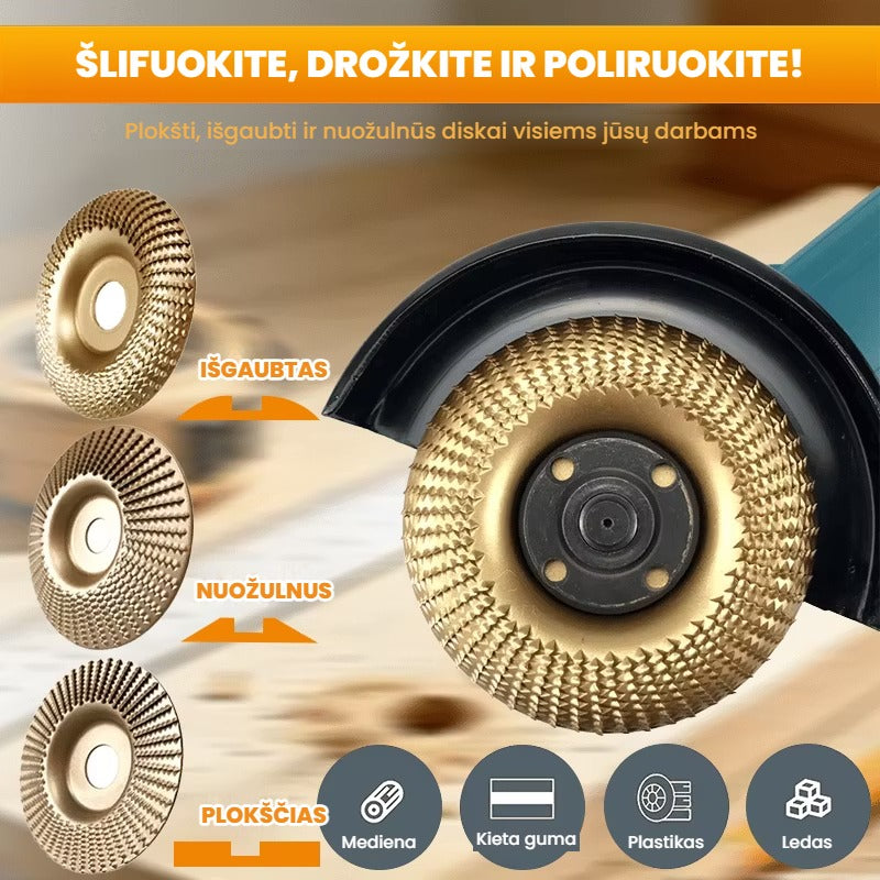 Tvirtas medžio drožybos diskų rinkinys kampiniam šlifuokliui (3 vnt.)