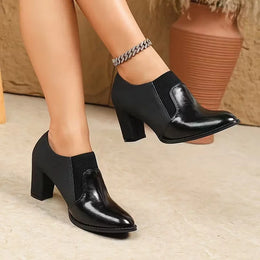 Moteriški elegantiški batai su storu kulnu