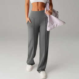 Vienspalvės tiesaus kirpimo kelnės moterims