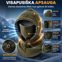 Šilta flisinė balaklava su gobtuvu
