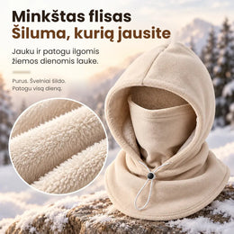 Šilta flisinė balaklava su gobtuvu