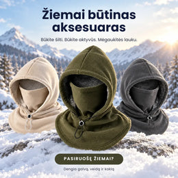 Šilta flisinė balaklava su gobtuvu