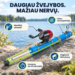 Katapultinis žvejybos rinkinys vaikams – meškerė su rite ir priedais