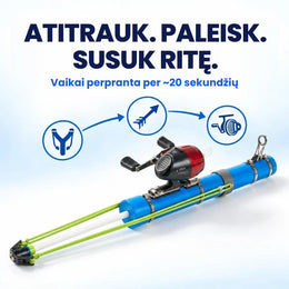 Katapultinis žvejybos rinkinys vaikams – meškerė su rite ir priedais