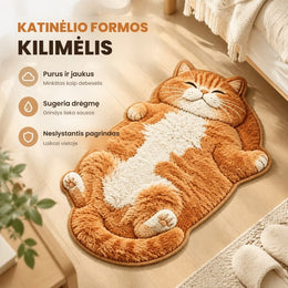Pūkuotas katinėlio formos kilimėlis