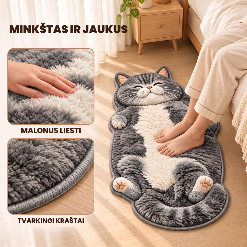 Pūkuotas katinėlio formos kilimėlis