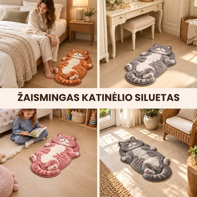 Pūkuotas katinėlio formos kilimėlis