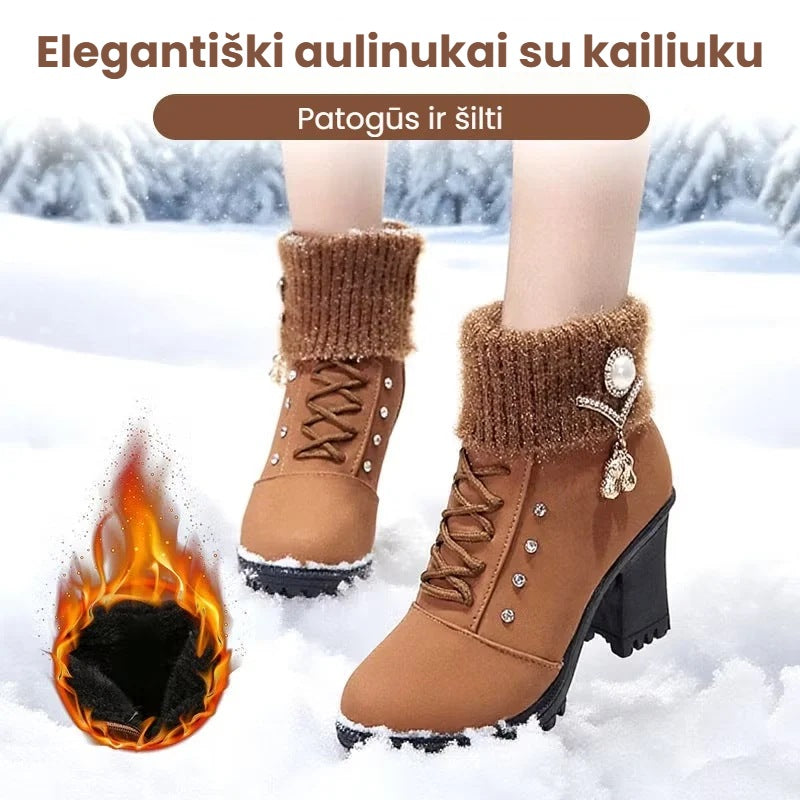 Elegantiški moteriški aulinukai su kailiuku