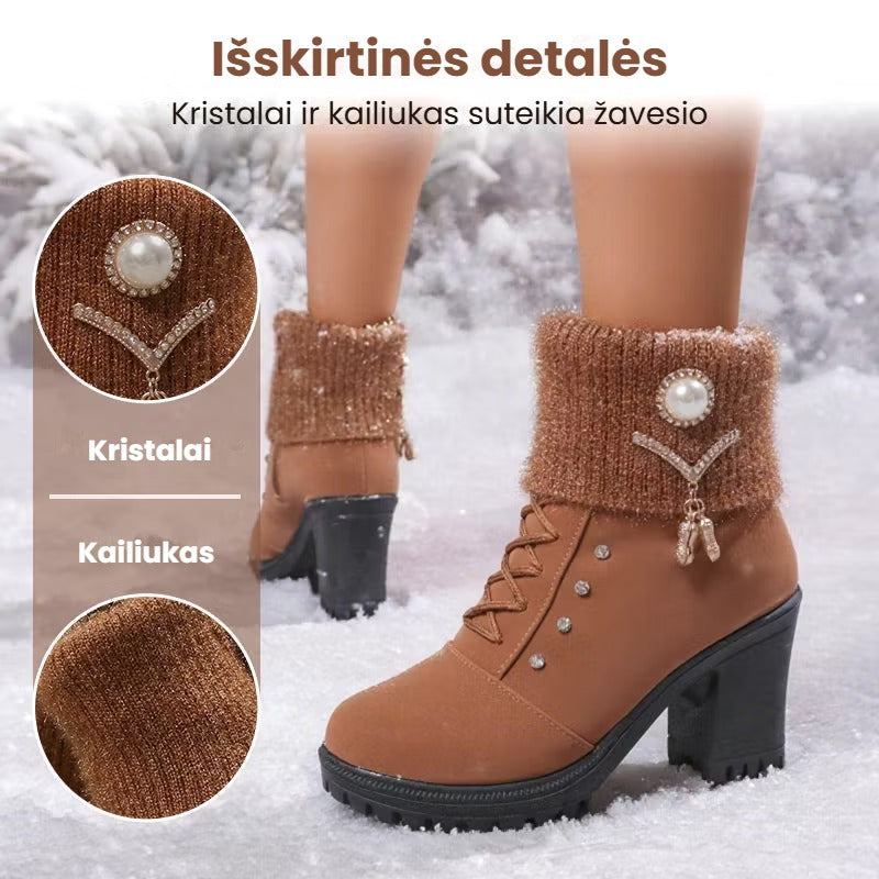 Elegantiški moteriški aulinukai su kailiuku