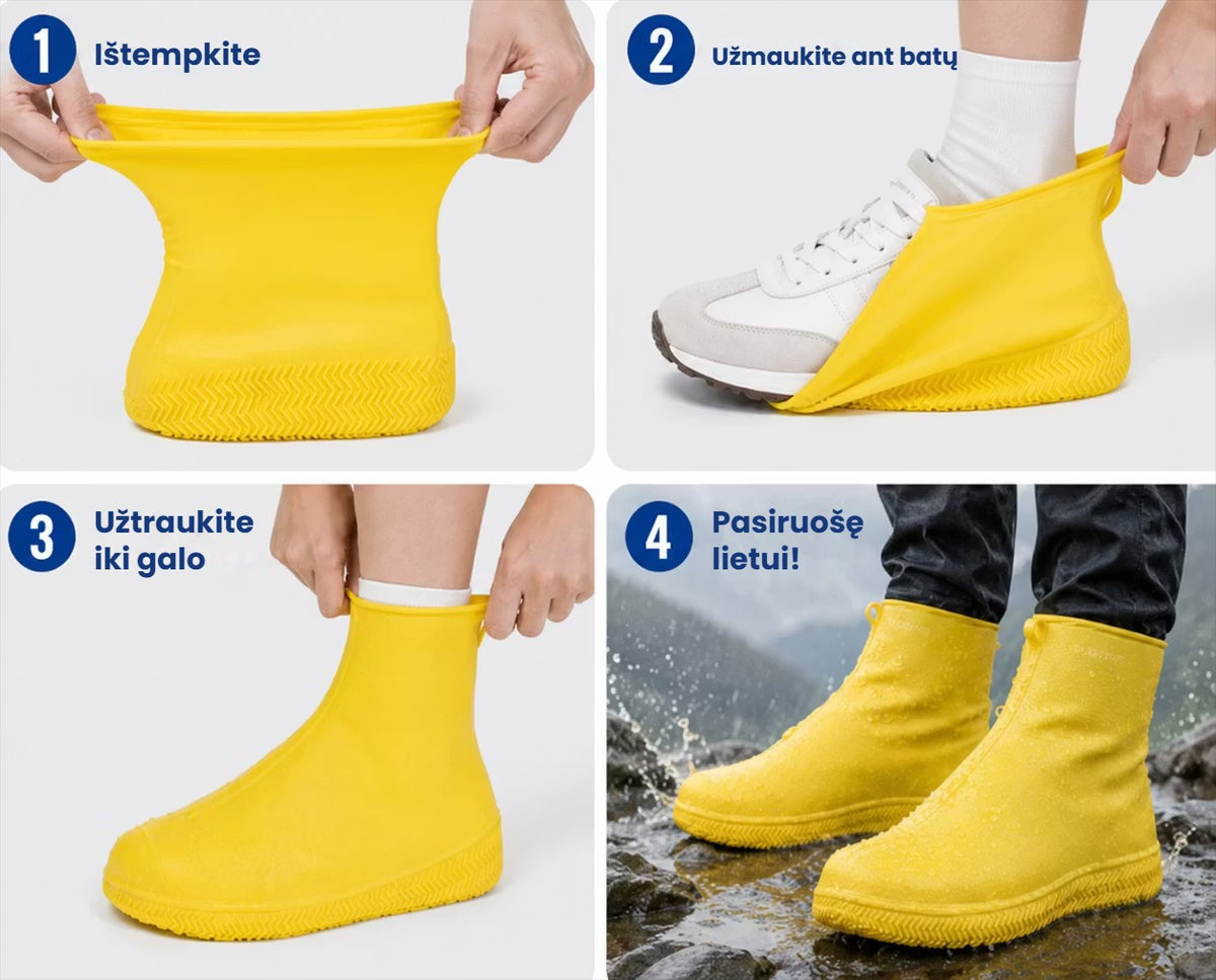 Neperšlampamos neslystančios batų apsaugos nuo lietaus