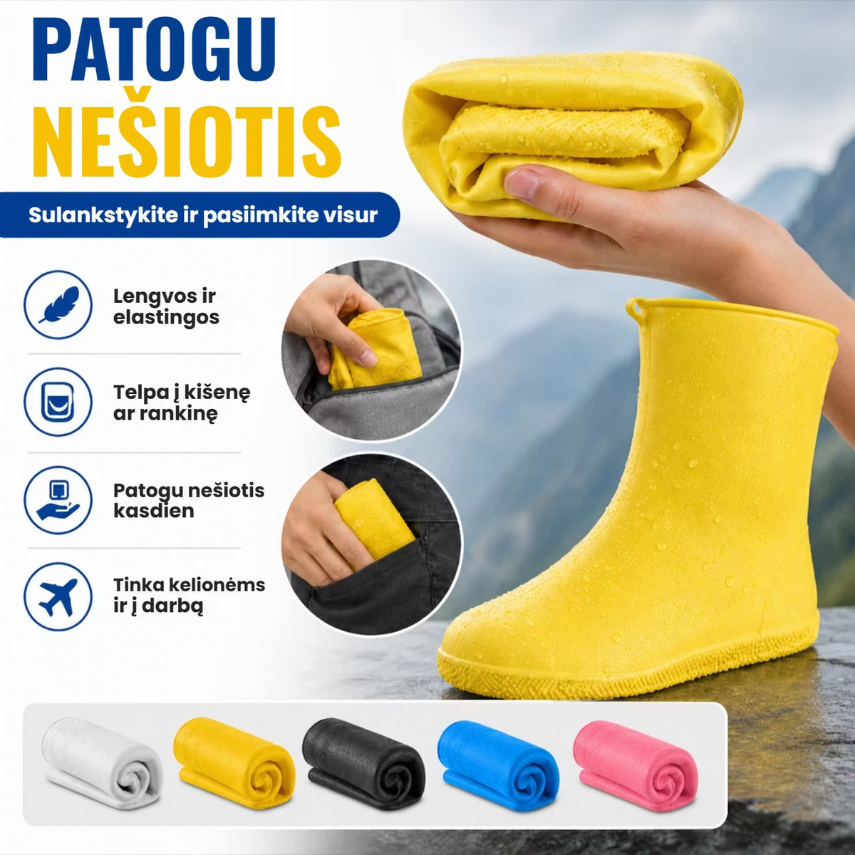 Neperšlampamos neslystančios batų apsaugos nuo lietaus