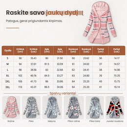 Šiltas ilgas megztas kardiganas su gobtuvu