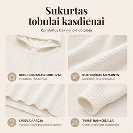 Jaukus laisvas megztinis su gobtuvu