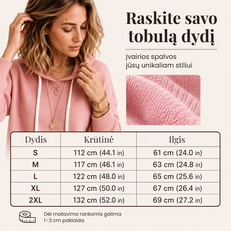 Jaukus laisvas megztinis su gobtuvu