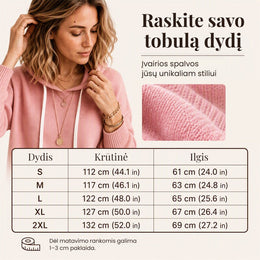 Jaukus laisvas megztinis su gobtuvu