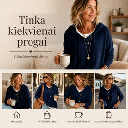 Jaukus laisvas megztinis su gobtuvu