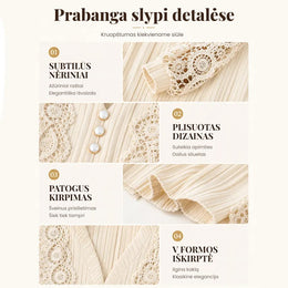 Elegantiška moteriška palaidinė su nėriniuotomis rankovėmis